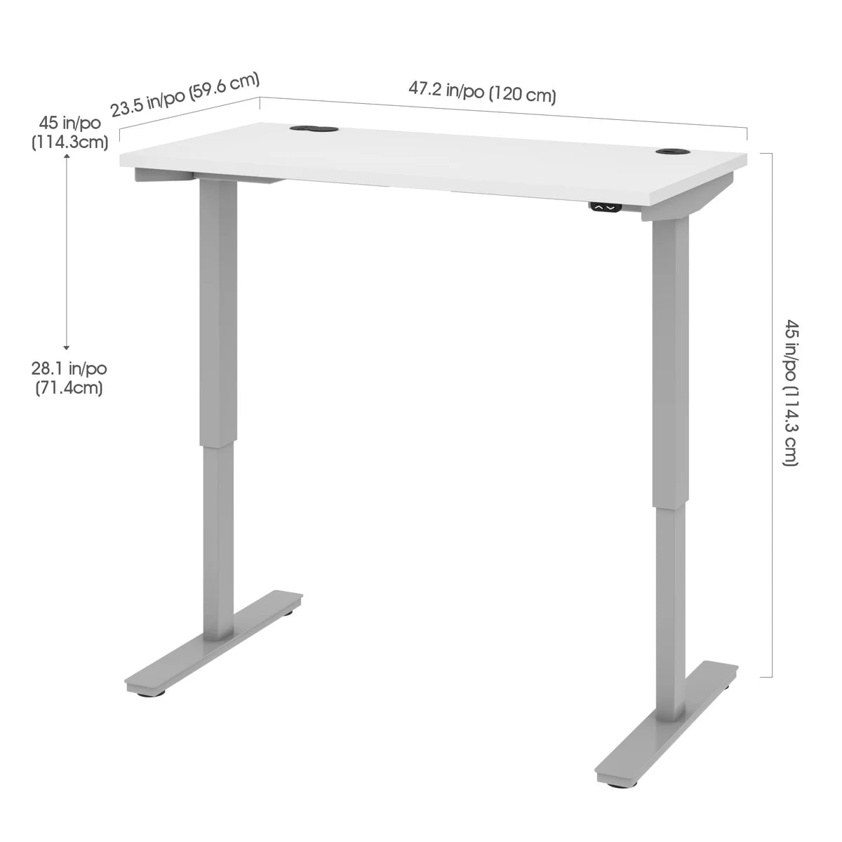 Bestar Upstand 24" × 48" Height-Adjustable Desk – Sit to Stand Comfort