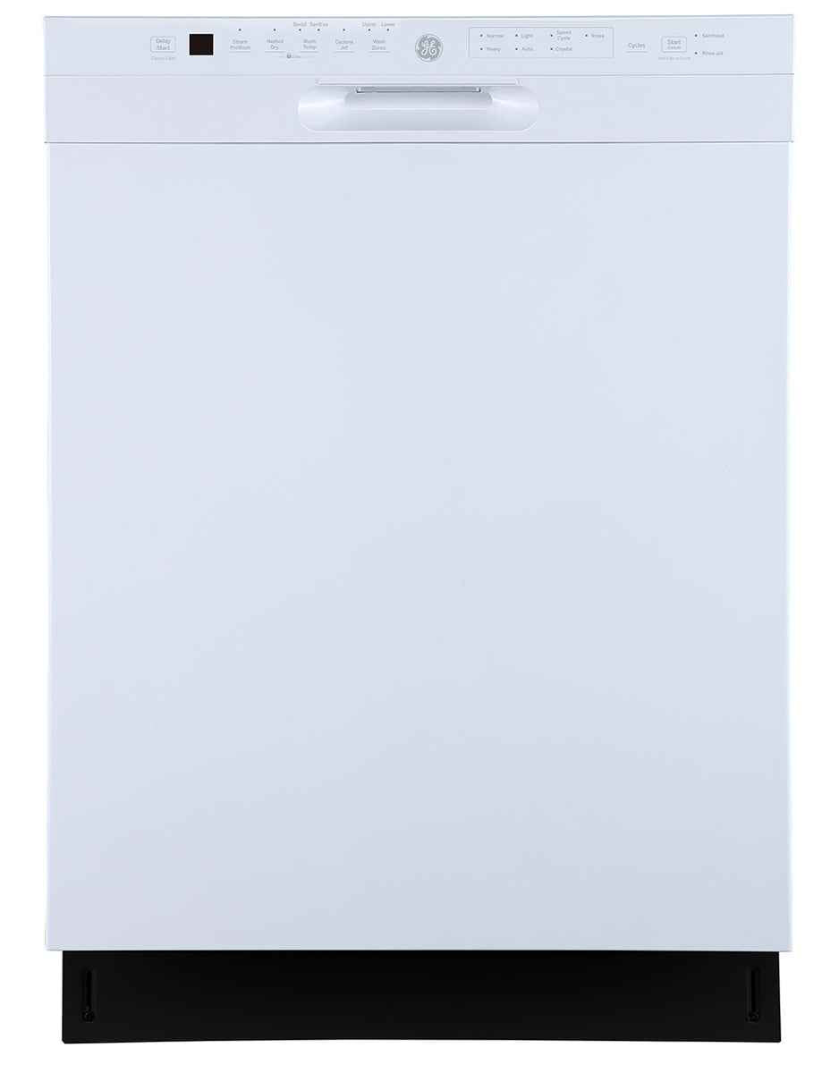 GE 24-Inch Built-In Dishwasher with Front Controls & Stainless Steel Tall Tub – White