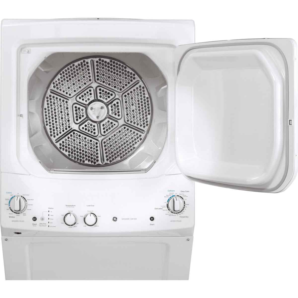 GE® Electric Unitized Spacemaker® Washer & Dryer – 4.4 Cu. Ft. Washer / 5.9 Cu. Ft. Dryer White