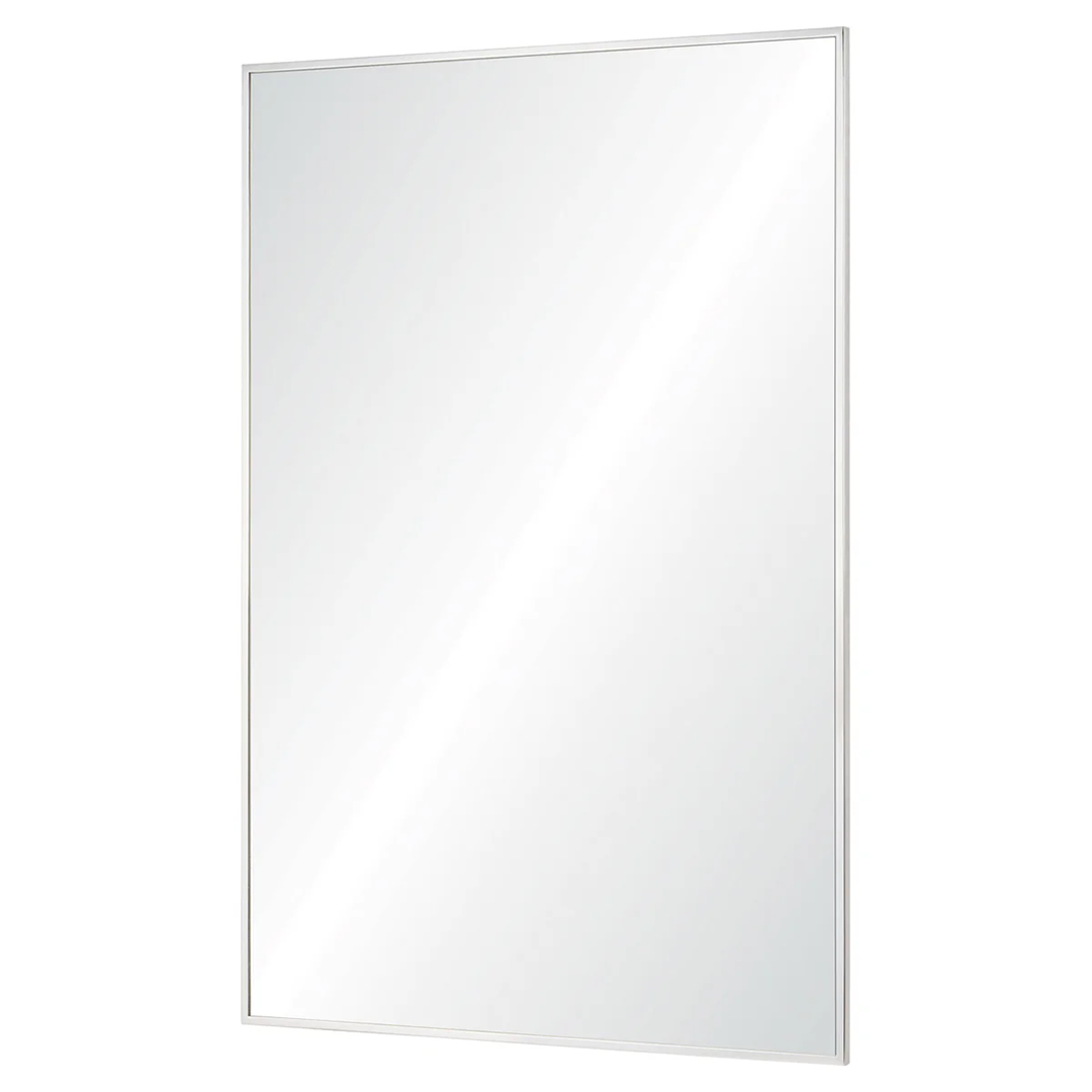 Mallory Rectangular Mirror – Polished Stainless-Steel Frame, 24″ x 36″, Vertical or Horizontal Mounting