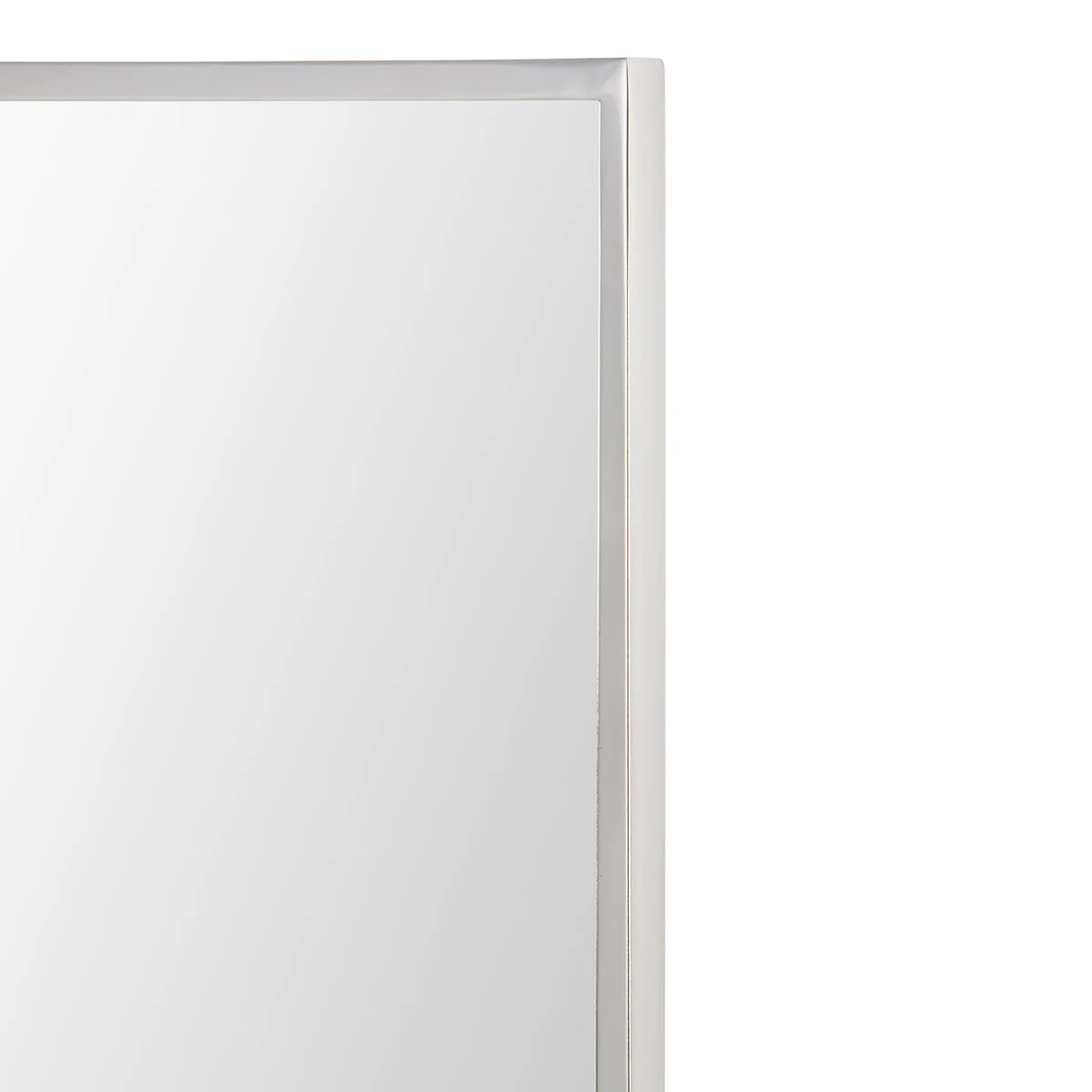 Mallory Rectangular Mirror – Polished Stainless-Steel Frame, 24″ x 36″, Vertical or Horizontal Mounting