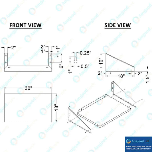 18" x 30" Stainless Steel Microwave Shelf – Durable Wall-Mounted Kitchen Organizer