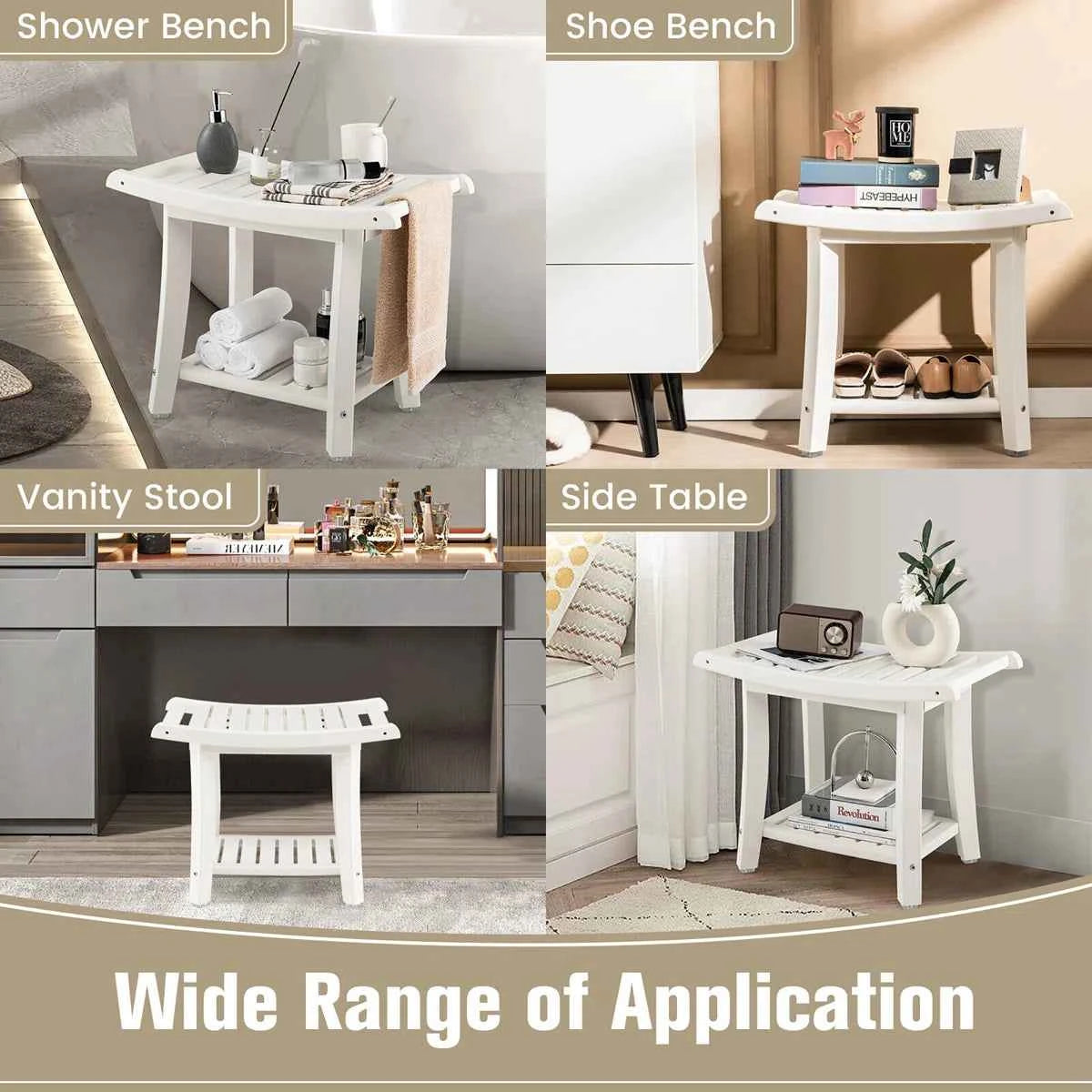 24" Wide HDPE Shower Bench – Waterproof Bath & Spa Seat