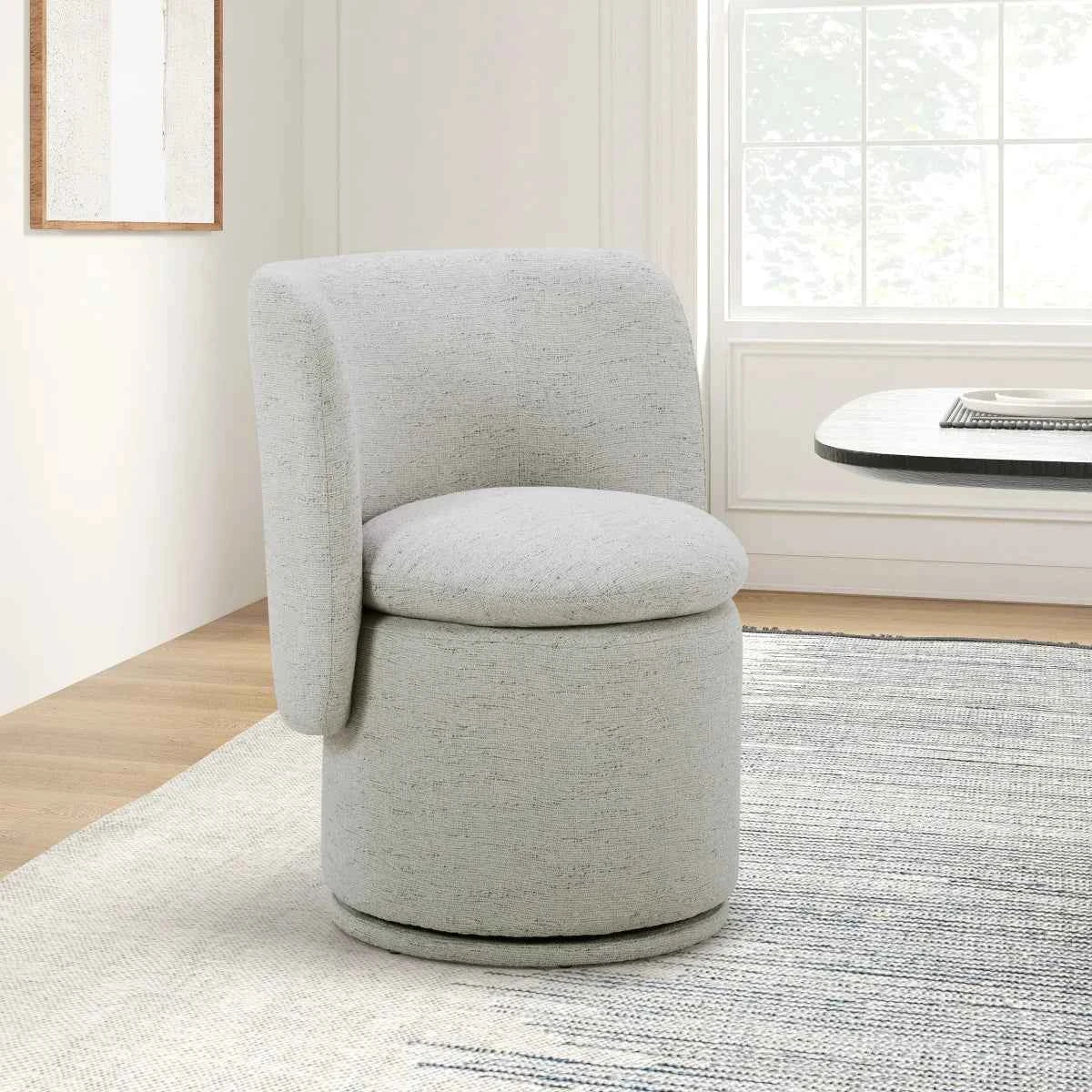 Aiden & Ivy Grey Fabric Armless Swivel Dining Chair – Modern Comfort & Style