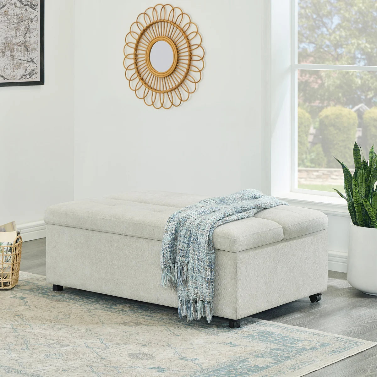 Folding Fabric Sleeper Ottoman – Space-Saving Seat, Storage & Guest Bed