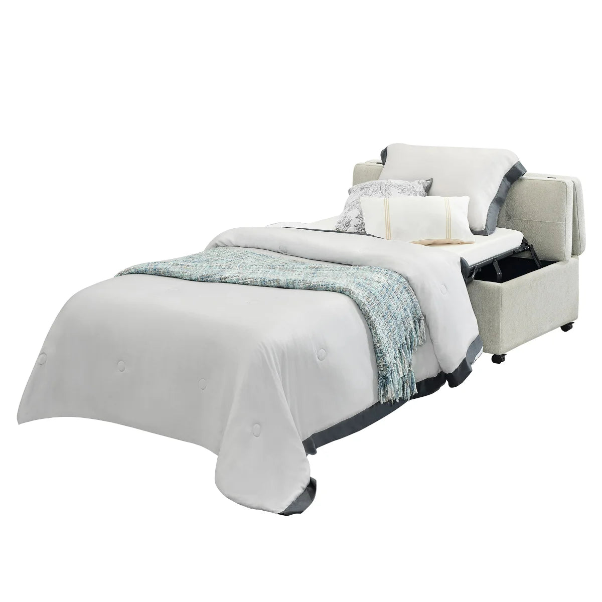 Folding Fabric Sleeper Ottoman – Space-Saving Seat, Storage & Guest Bed