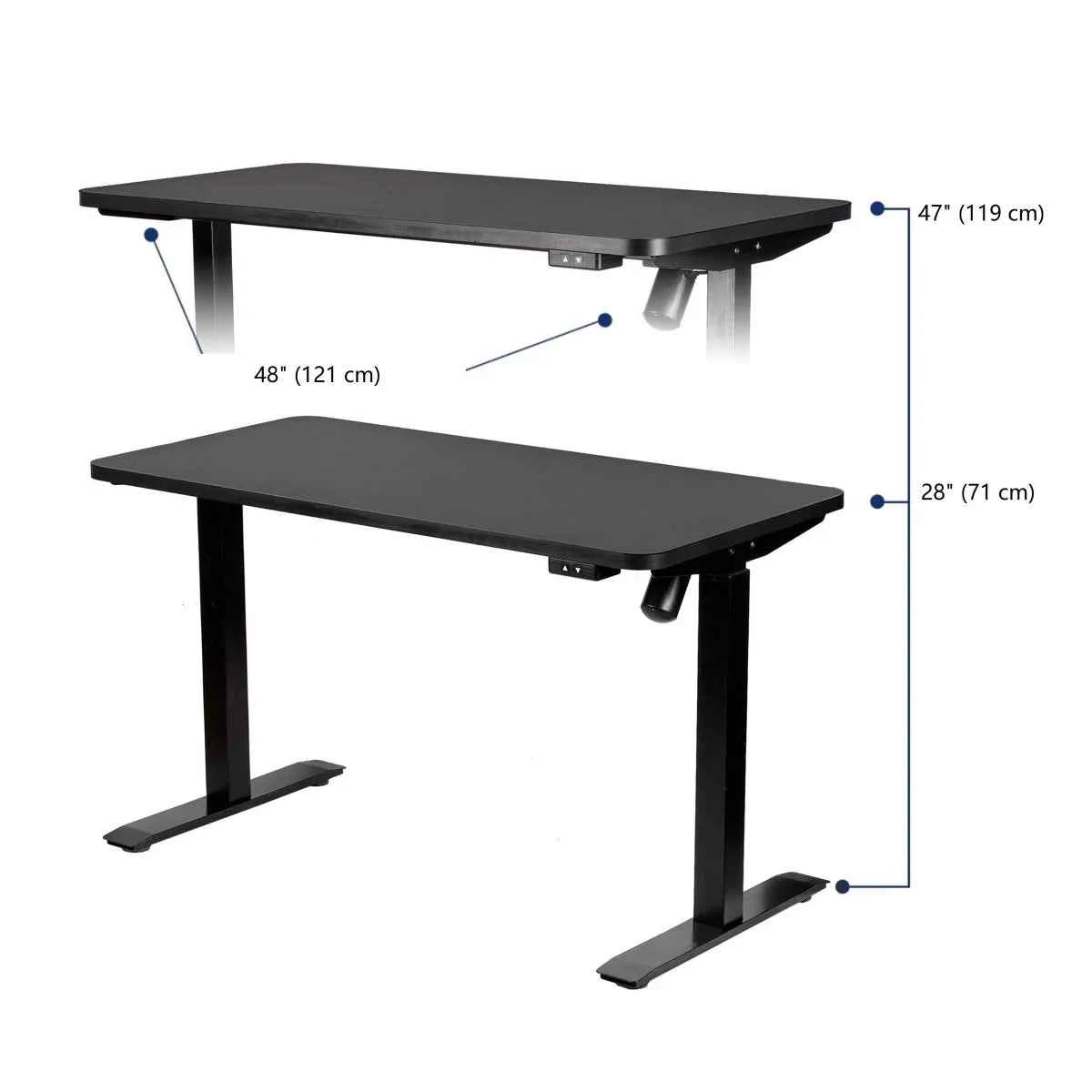 Motionwise 48" x 24" Single Motor Height Adjustable Desk – Sit-Stand Ergonomic Workstation