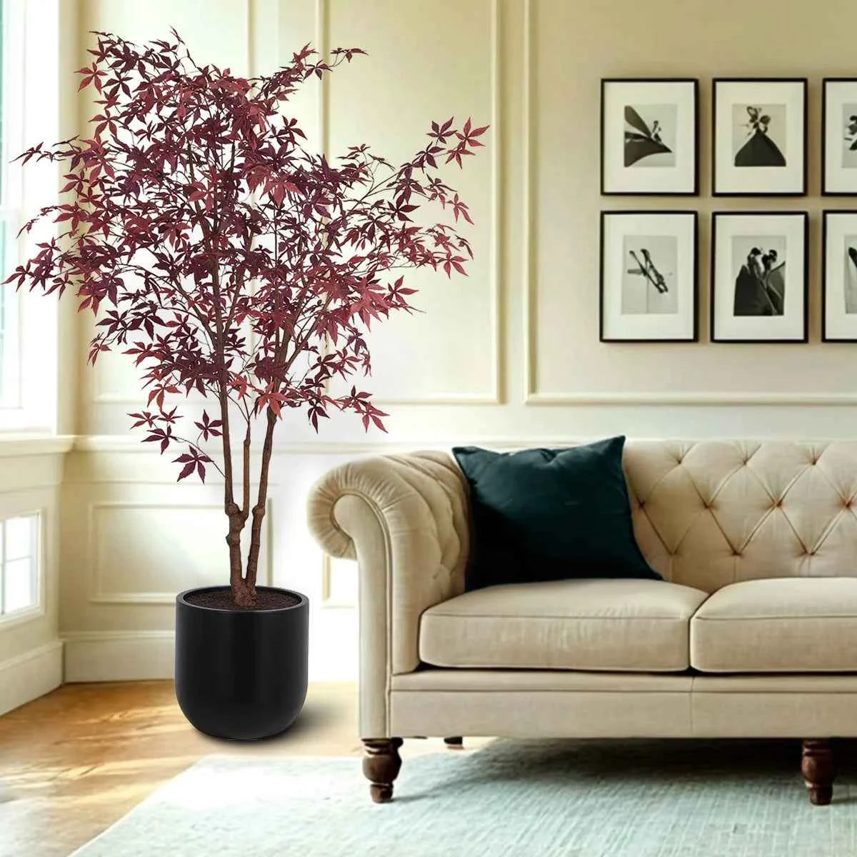 Faux Red Japanese Maple Tree 6.5 ft. – Lifelike Decorative Indoor Plant