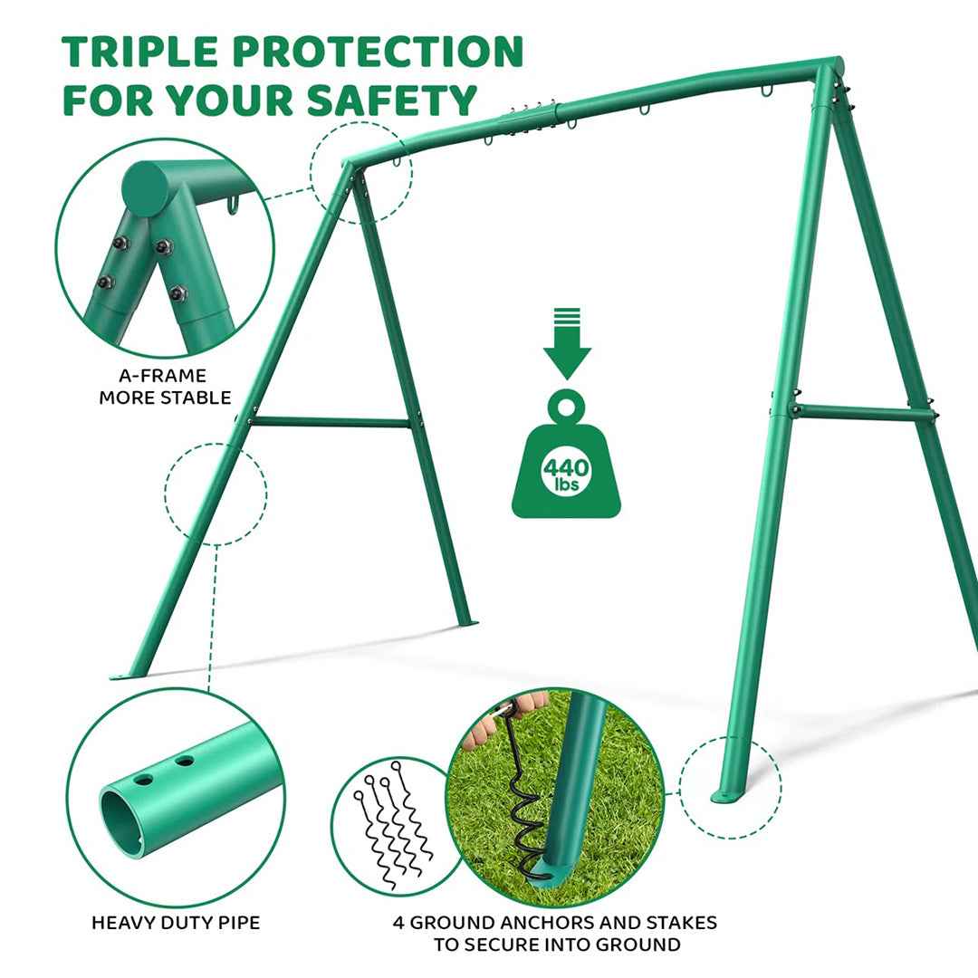 440lbs Extra Large Metal Swing Frame – Heavy Duty A-Frame with 5 Hanging Hooks