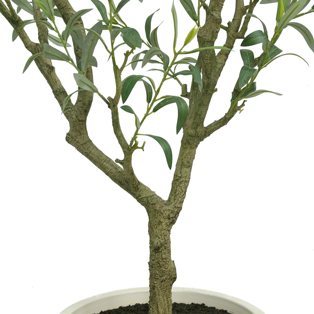 Faux Olive Tree 1.9 m (6.5 ft) – Lifelike Indoor Artificial Tree with Shapable Wire Stems & Crock‑Style Planter