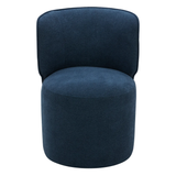 Aiden & Ivy Blue Armless Dining Chair with Casters – Upholstered Rolling Seat with Feather-Blend Cushion & Multi-Density Foam