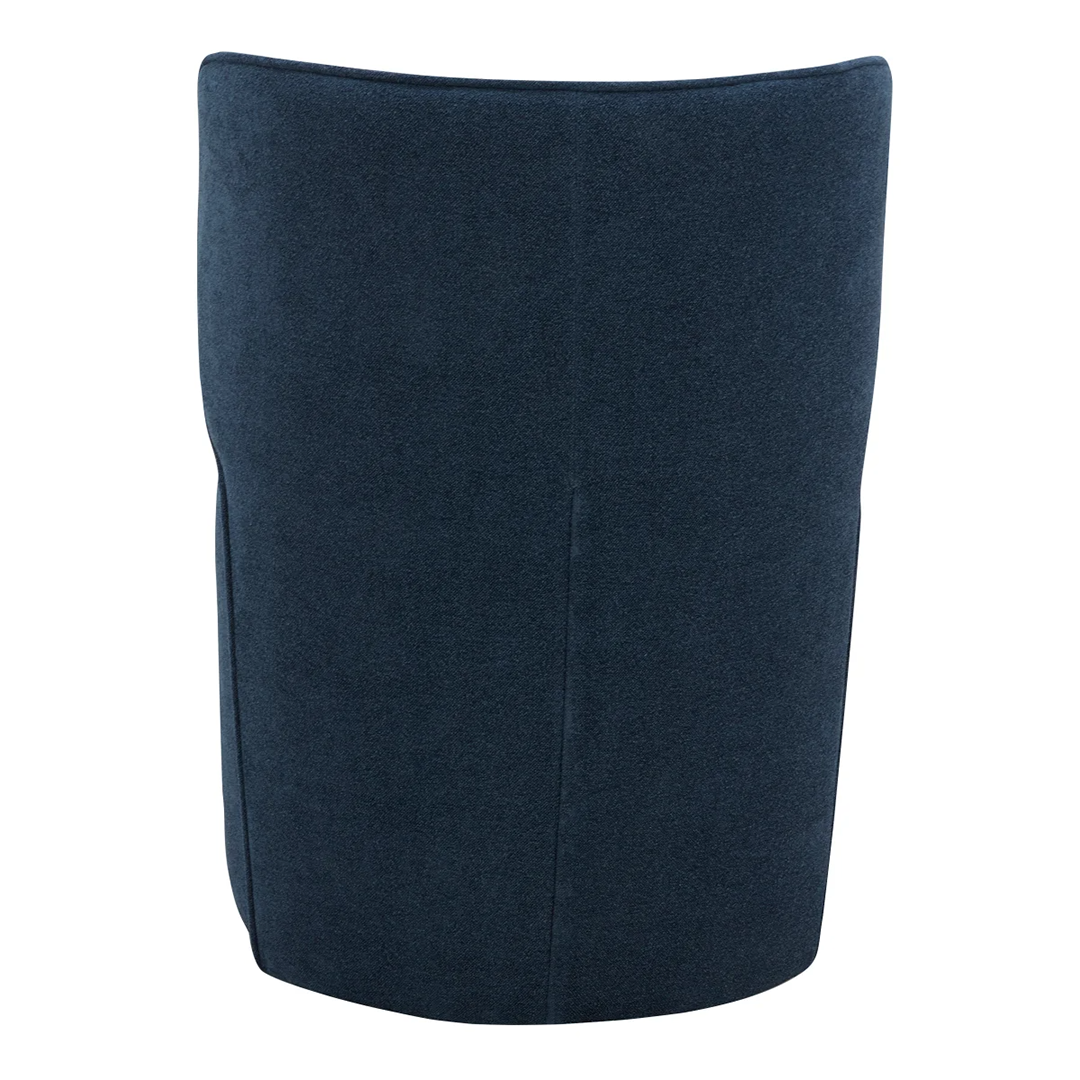 Aiden & Ivy Blue Armless Dining Chair with Casters – Upholstered Rolling Seat with Feather-Blend Cushion & Multi-Density Foam