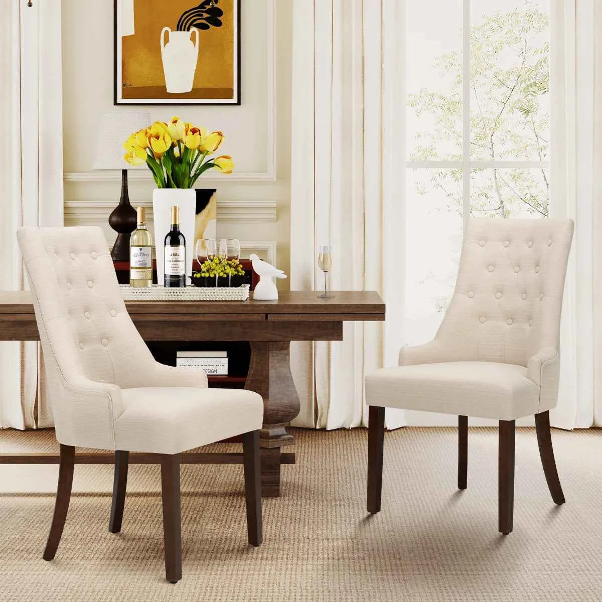 Aalbert Tufted Wing Back Parsons Upholstered Dining Chair Side Chair (Set of 2)