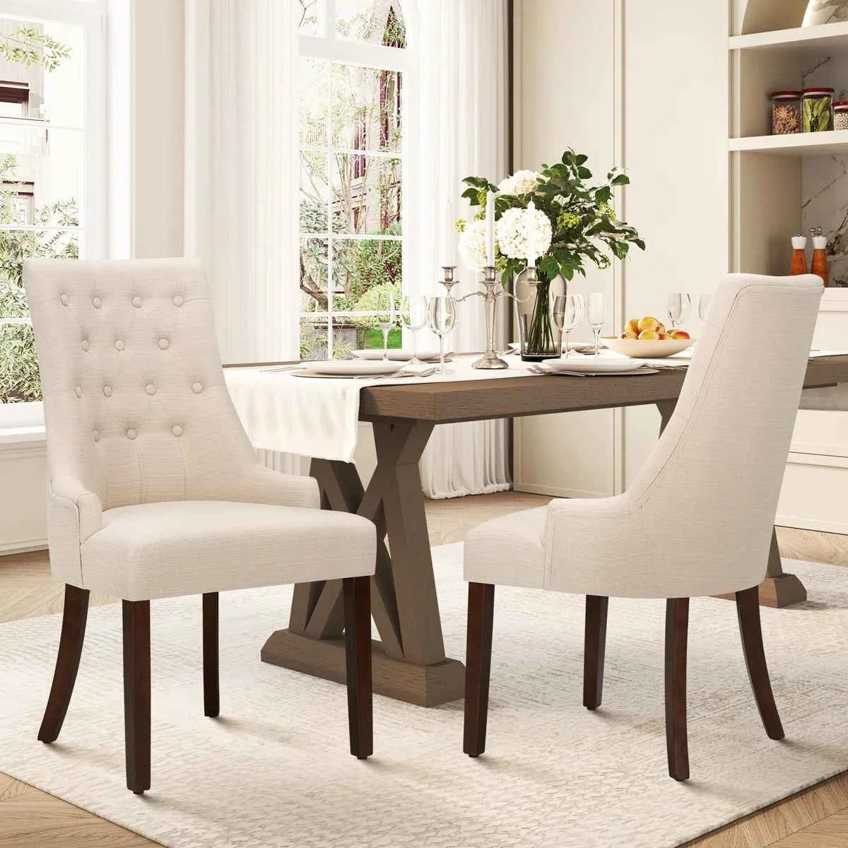 Aalbert Tufted Wing Back Parsons Upholstered Dining Chair Side Chair (Set of 2)