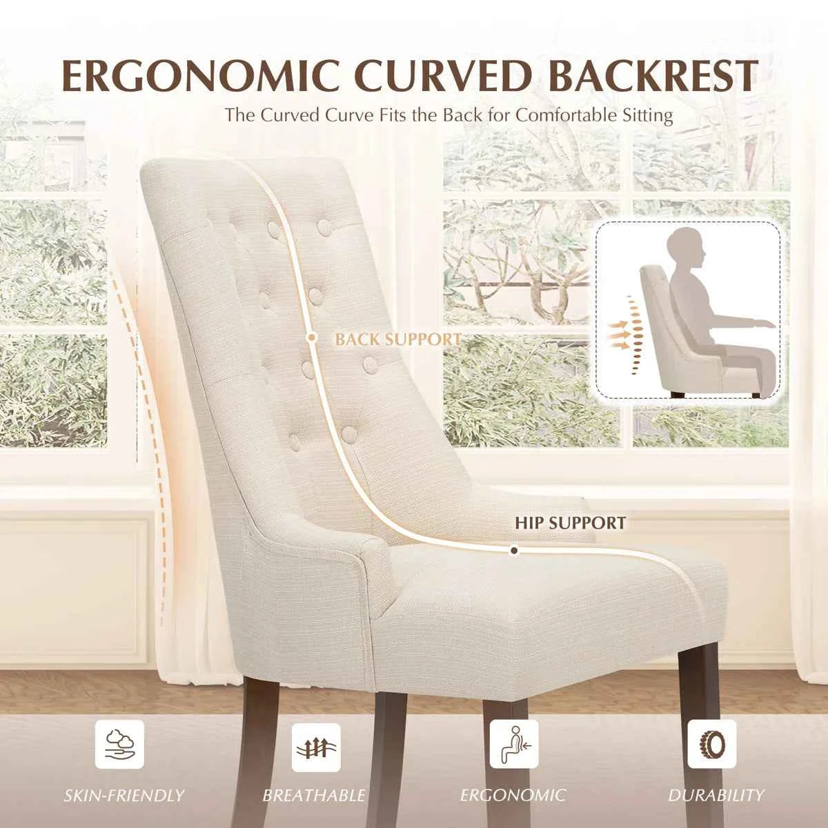 Aalbert Tufted Wing Back Parsons Upholstered Dining Chair Side Chair (Set of 2)