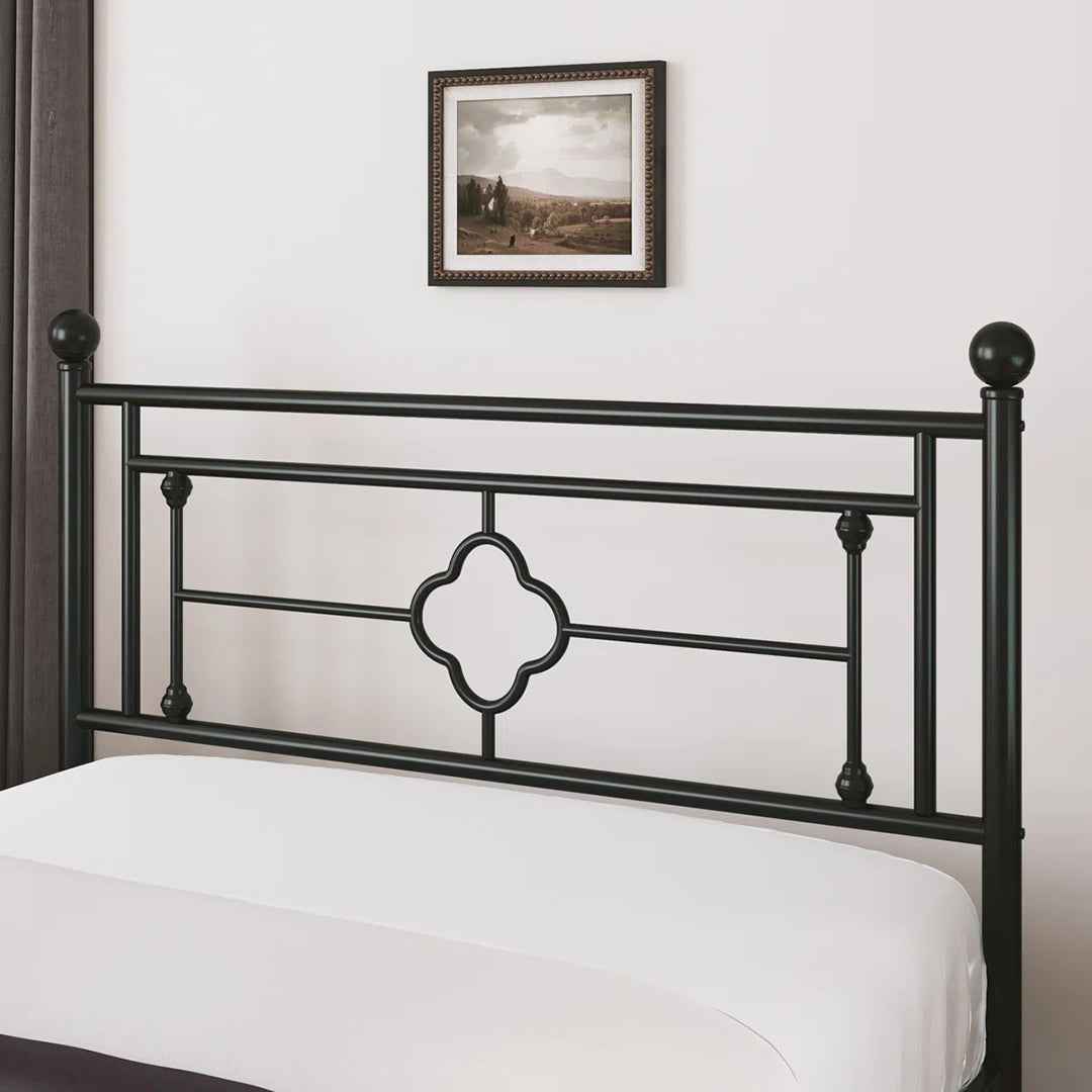 Ajayceon Metal Platform Bed Frame with Vintage Headboard & Footboard – No Box Spring Needed