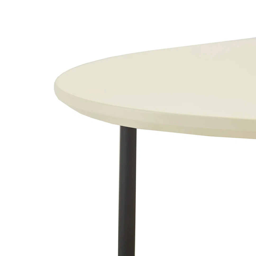 Beaumont Oval Coffee Table – White & Natural Wood Finish with Metal Frame