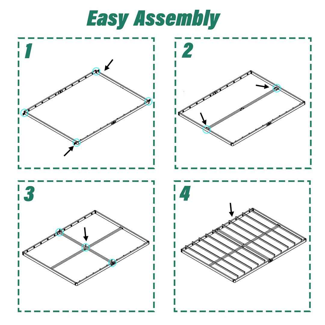 Bercht 2" Low Profile Metal Box Spring Bunkie Board – Thin Bed Slat Replacement