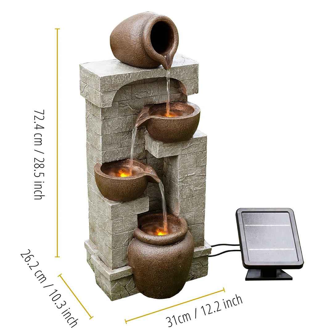 Caetana 28" Solar-Powered 4-Tier Outdoor Water Fountain ā Eco-Friendly Garden Deco