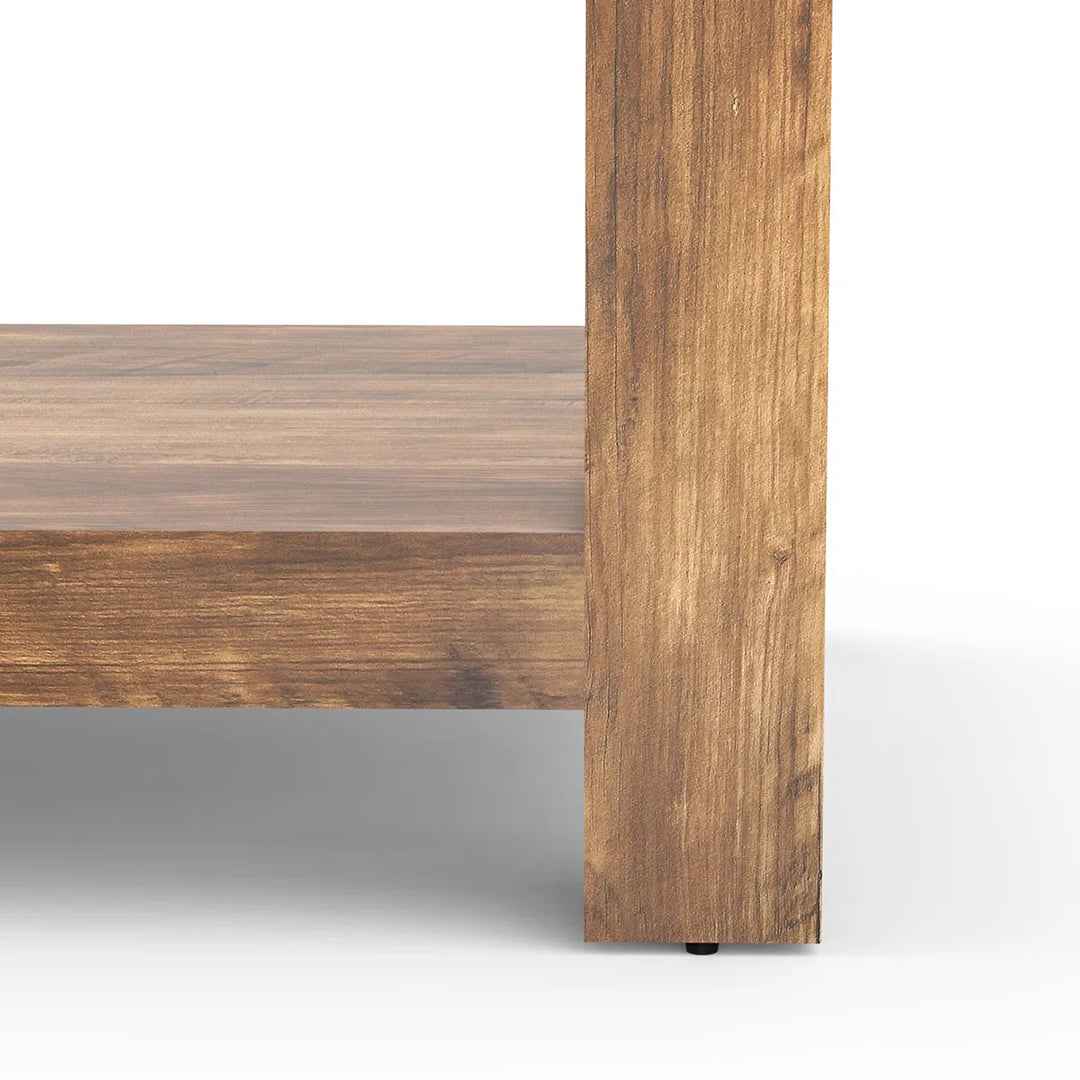 Damika Rectangular Coffee Table with 2-Tier Storage β Rustic Oak Finish