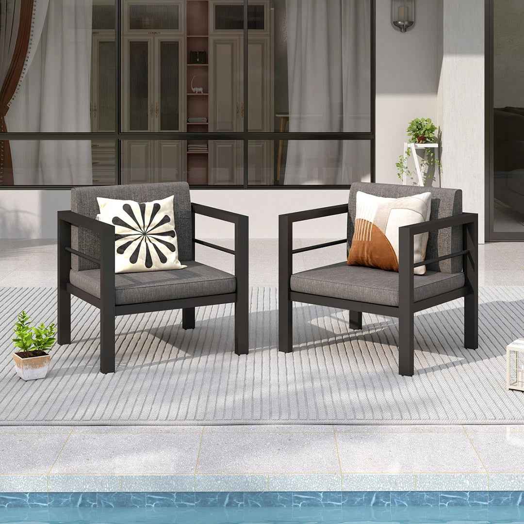 Evalinda 2 Outdoor Aluminum Patio Armchairs with Waterproof Cushions ā Durable & Comfortable