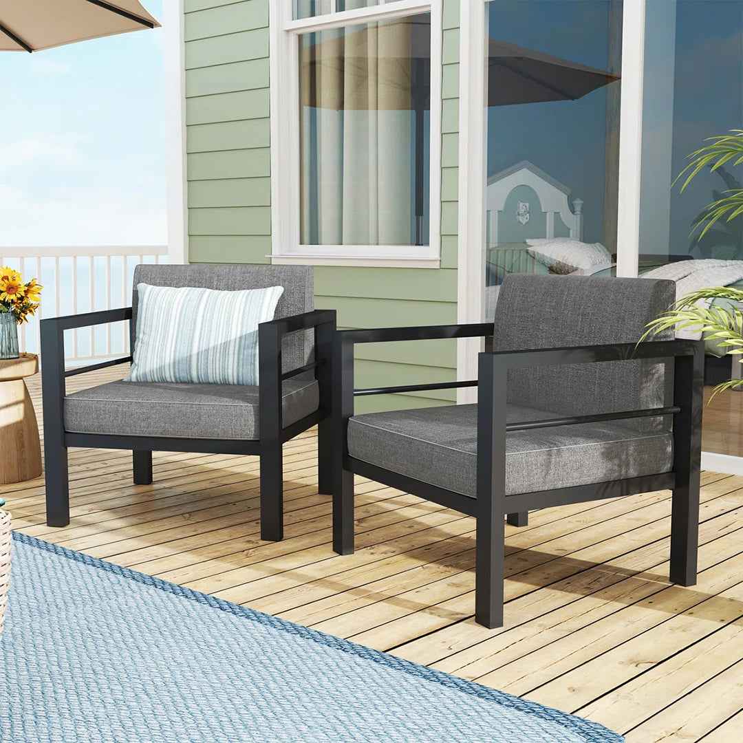 Evalinda 2 Outdoor Aluminum Patio Armchairs with Waterproof Cushions ā Durable & Comfortable
