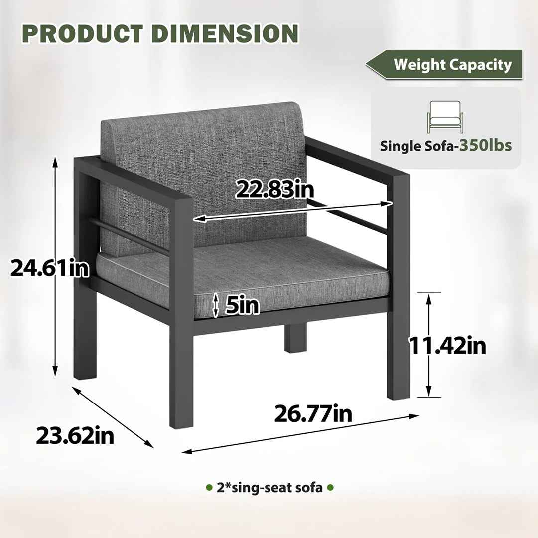 Evalinda 2 Outdoor Aluminum Patio Armchairs with Waterproof Cushions ā Durable & Comfortable