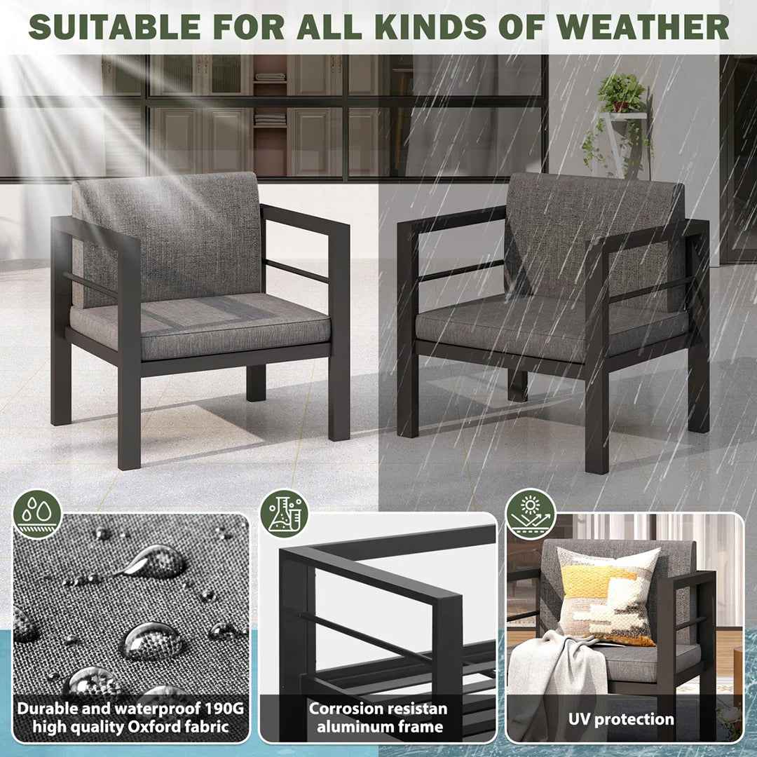 Evalinda 2 Outdoor Aluminum Patio Armchairs with Waterproof Cushions ā Durable & Comfortable