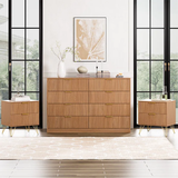 Fluted 8-Drawer Bedroom Dresser – 55" Wide Modern Chest with Sleek Metal Handles