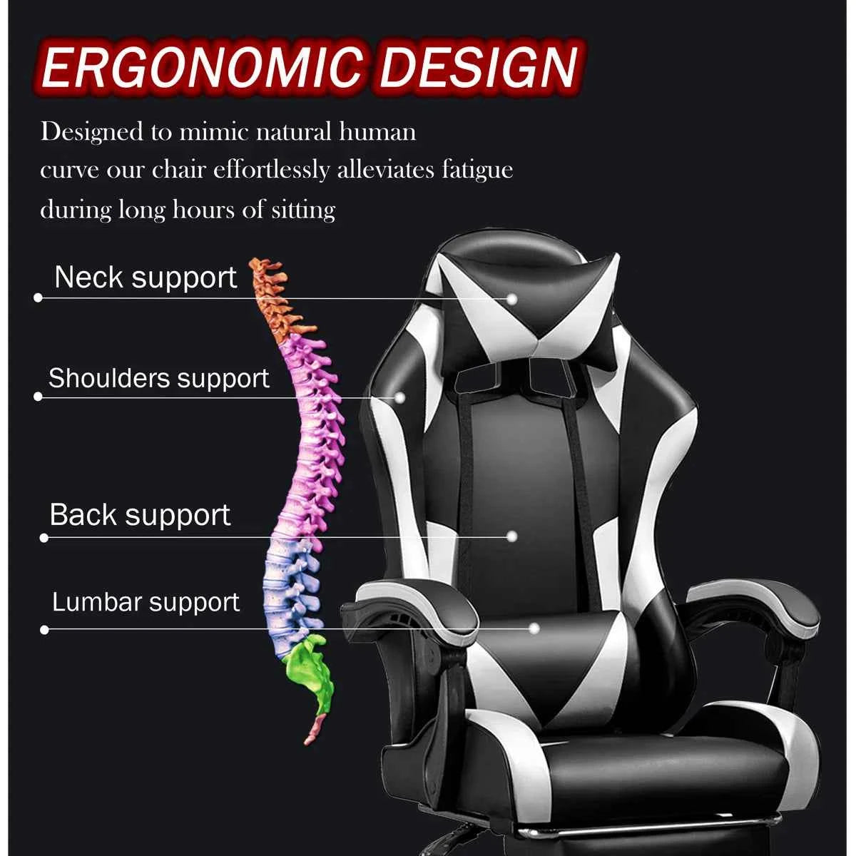 Inbox Zero Knoble Adjustable Reclining Ergonomic Faux Leather Swiveling PC & Racing Game Chair with Footre