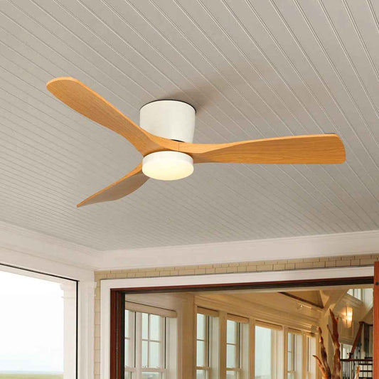 Karlena 48” 3-Blade Flush Mount Ceiling Fan – Dimmable LED Light & Remote Control