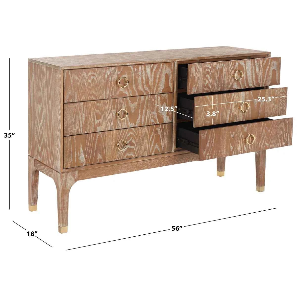 Longhin 6-Drawer 56" Wide Dresser – Spacious Storage with Modern Style