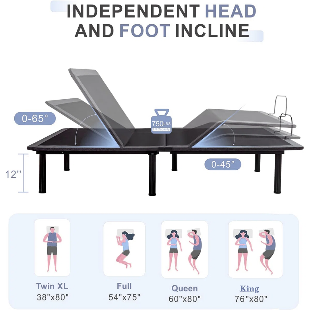 Mobley 15" Zero Gravity Adjustable Bed – Wireless Remote for Personalized Comfort