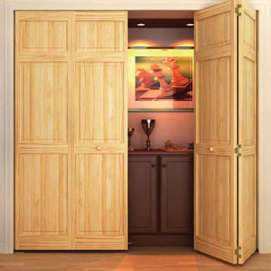 Panelled Wood Unfinished Bi-Fold Door β Customizable Space-Saving Interior Door