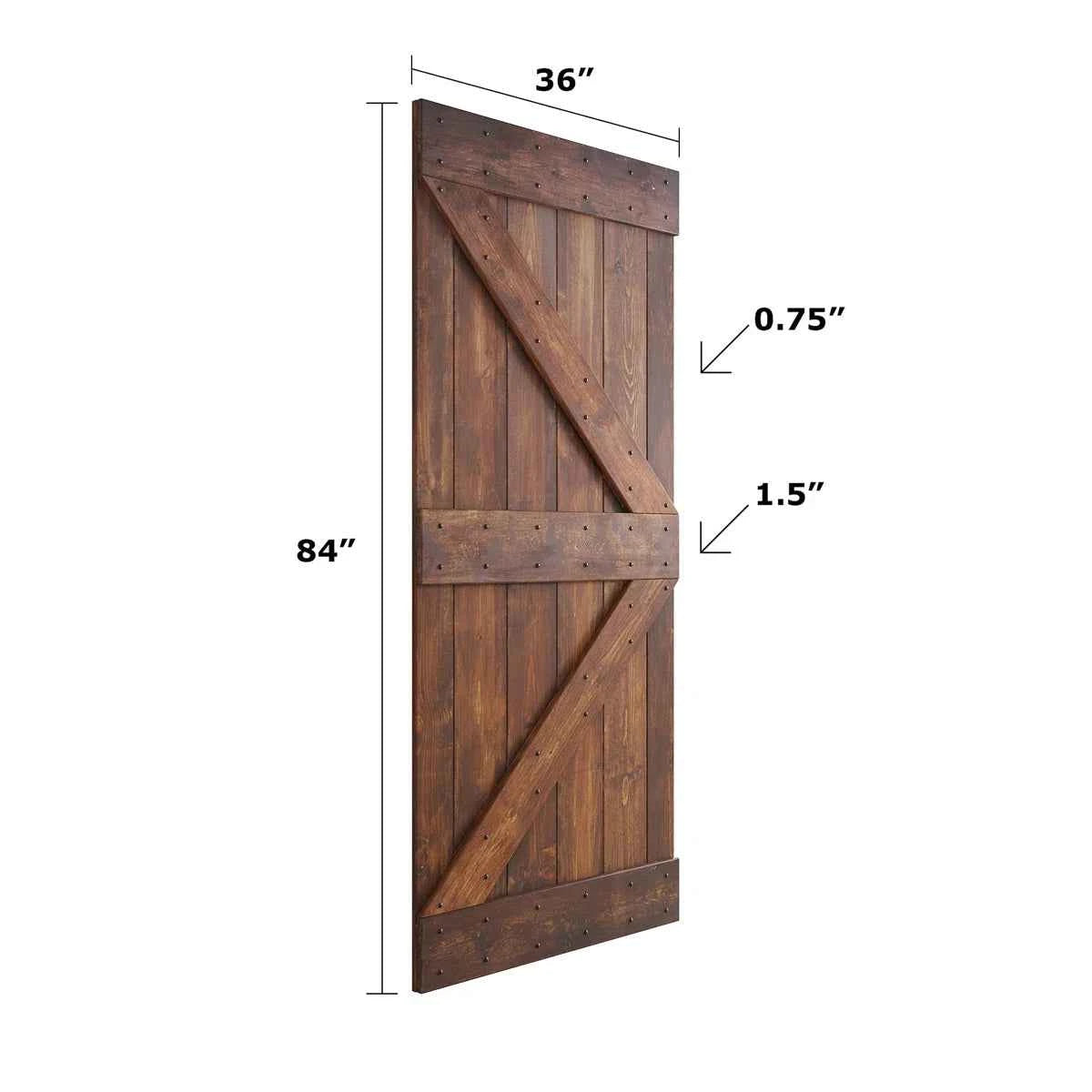 Panelled Wood & Metal K Series DIY Knotty Barn Door – Includes Installation Hardware Kit