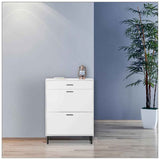 Freestanding Shoe Cabinet with 2 Flip Drawers – Modern Entryway Storage with Metal Legs
