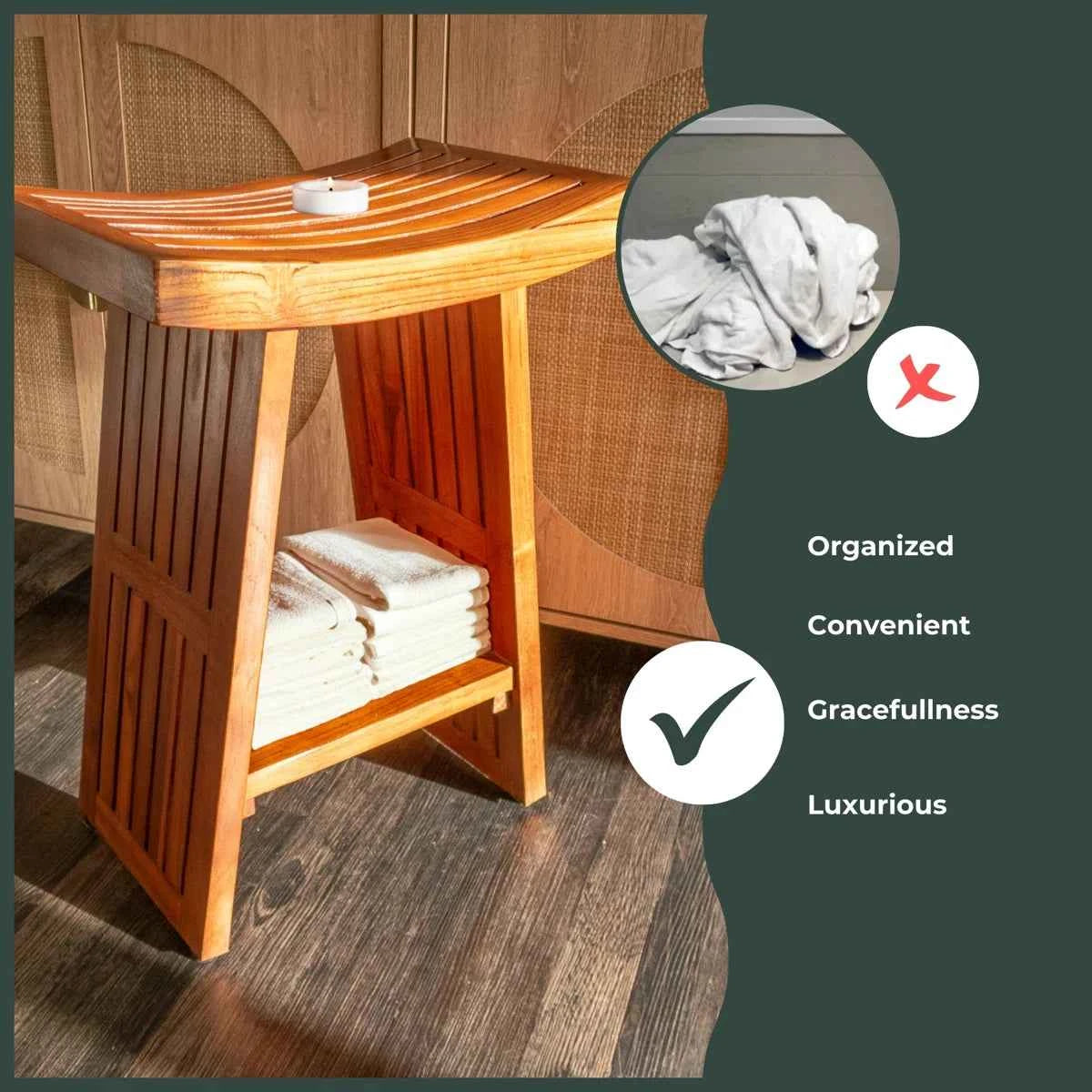 Sodhi Teak Shower Bench – Solid Teak Wood Bath & Spa Seat