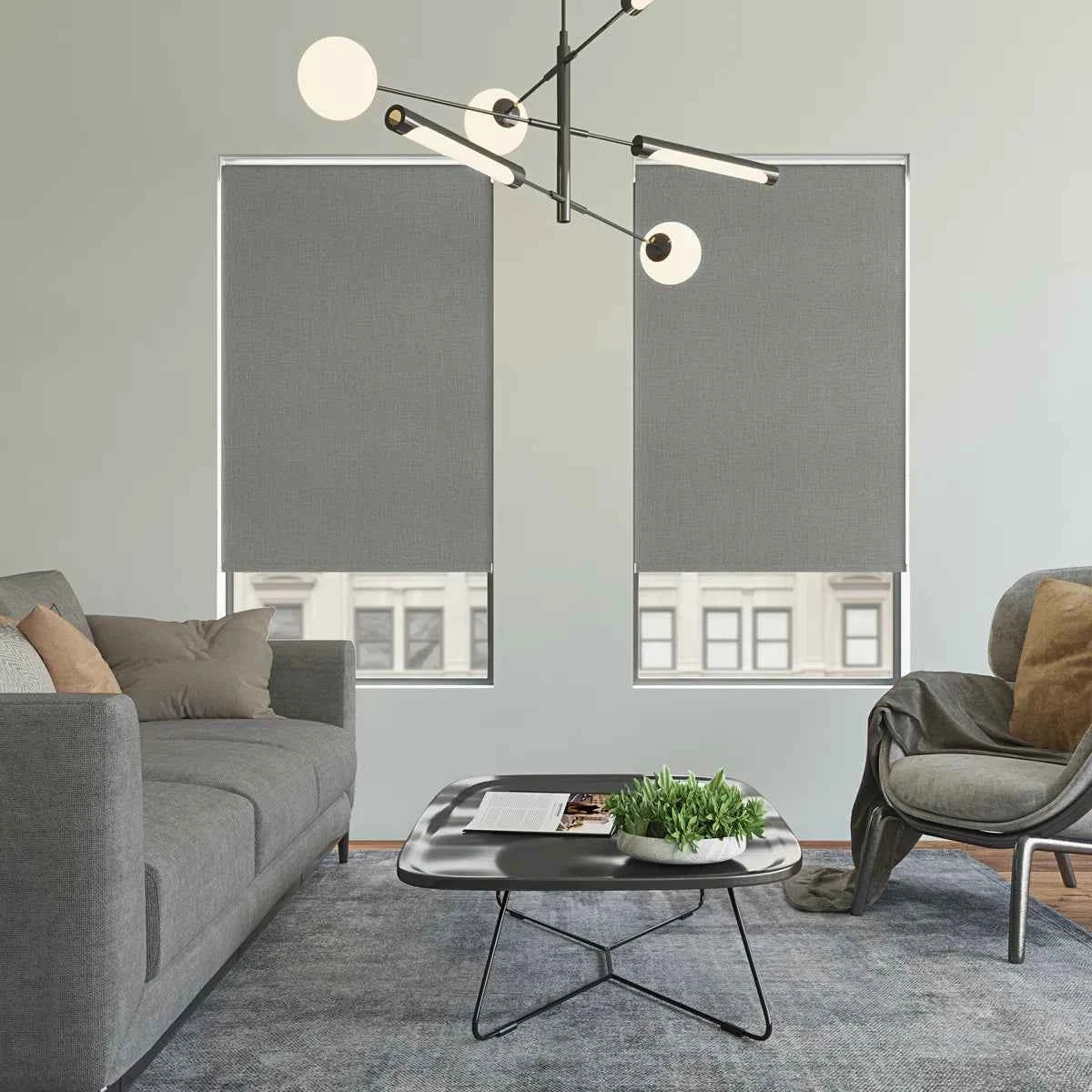 Sun Zero Everly Slub Texture 100% Blackout Cordless Roller Shade – Stylish Light Control
