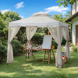 Sunjoy Soft Top Gazebo – Modern 2-Tier Steel Frame Outdoor Patio with Mesh Netting