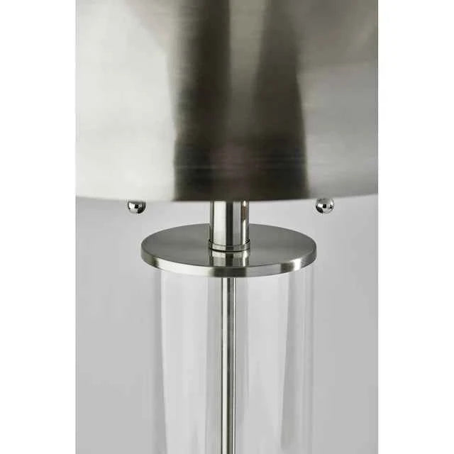 Troy Table Lamp – Brushed Steel & Clear Glass Modern Accent Lighting