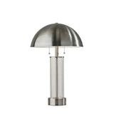 Troy Table Lamp – Brushed Steel & Clear Glass Modern Accent Lighting