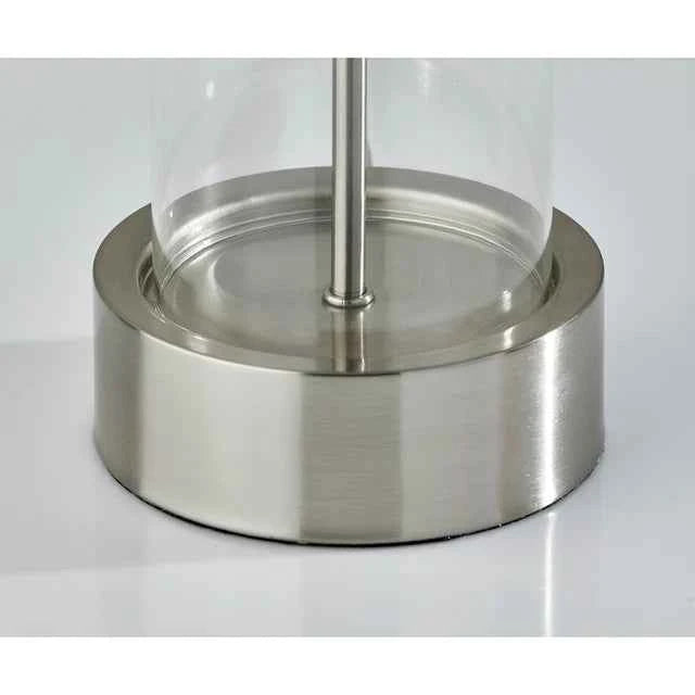 Troy Table Lamp – Brushed Steel & Clear Glass Modern Accent Lighting
