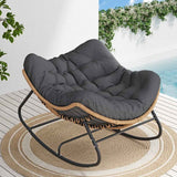 Weixel Oversized PE Wicker Outdoor Rocker Chair with Cushion – Comfortable & Stylish Patio Seating