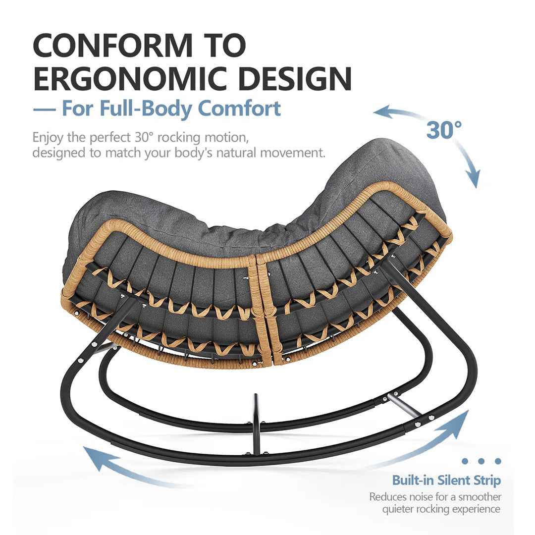 Weixel Oversized PE Wicker Outdoor Rocker Chair with Cushion β Comfortable & Stylish Patio Seating