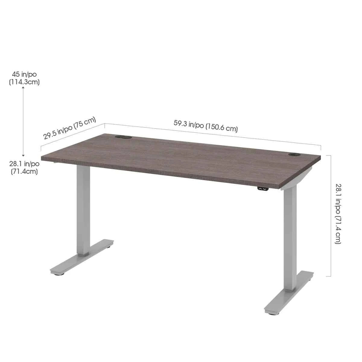 Bestar Upstand Height-Adjustable Desk – 74.9 cm × 150.6 cm (29.5 in. × 59.3 in.)