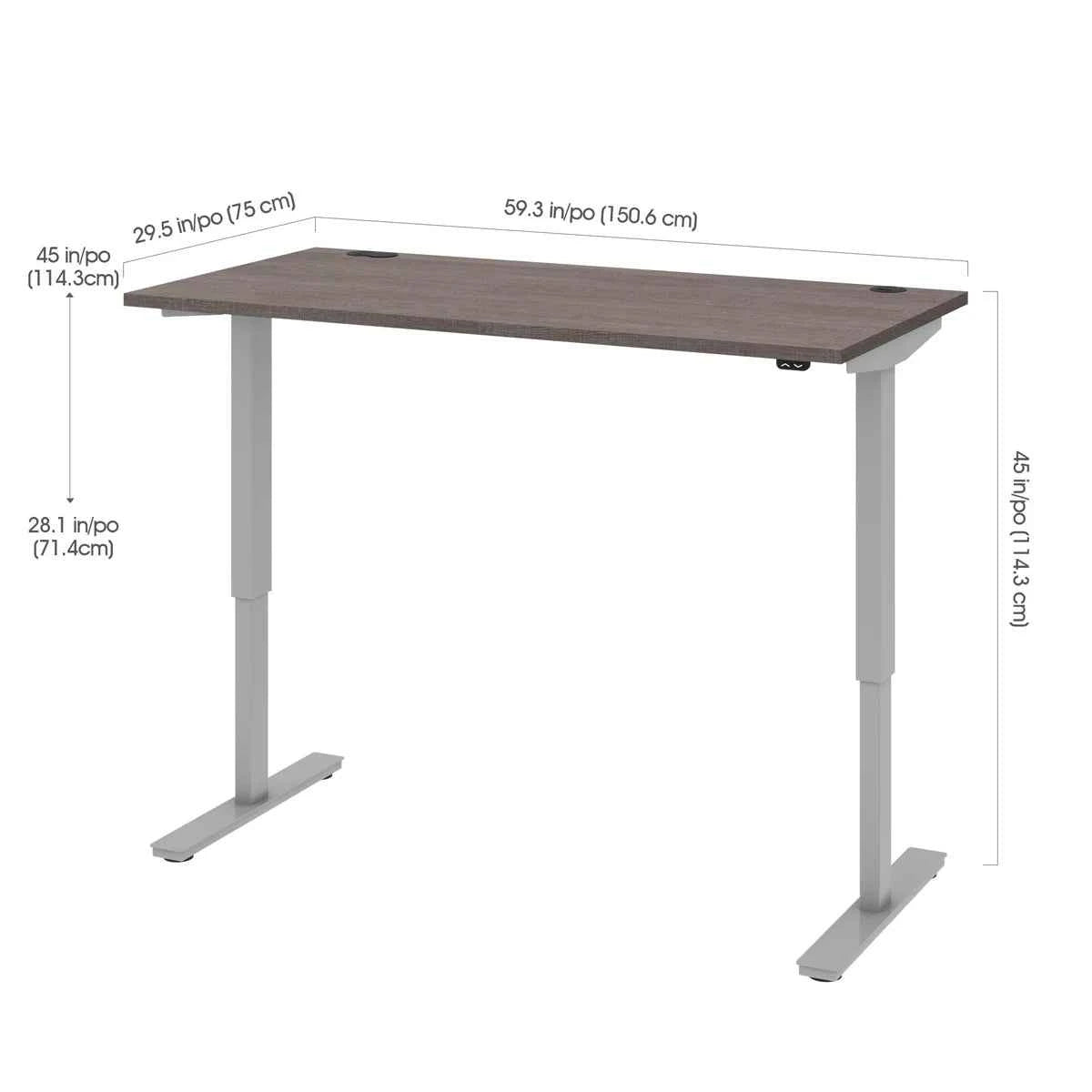 Bestar Upstand Height-Adjustable Desk – 74.9 cm × 150.6 cm (29.5 in. × 59.3 in.)
