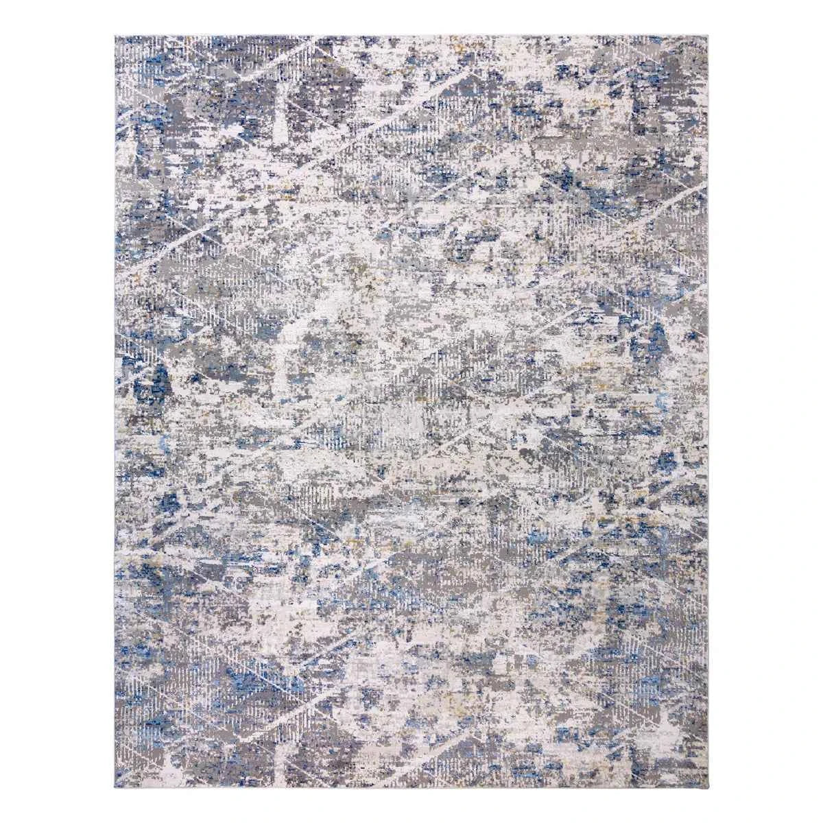 BRIO Morton Blue Rug P36 – Contemporary Blue & Gold Decorative Area Rug for Living Room & Bedroom