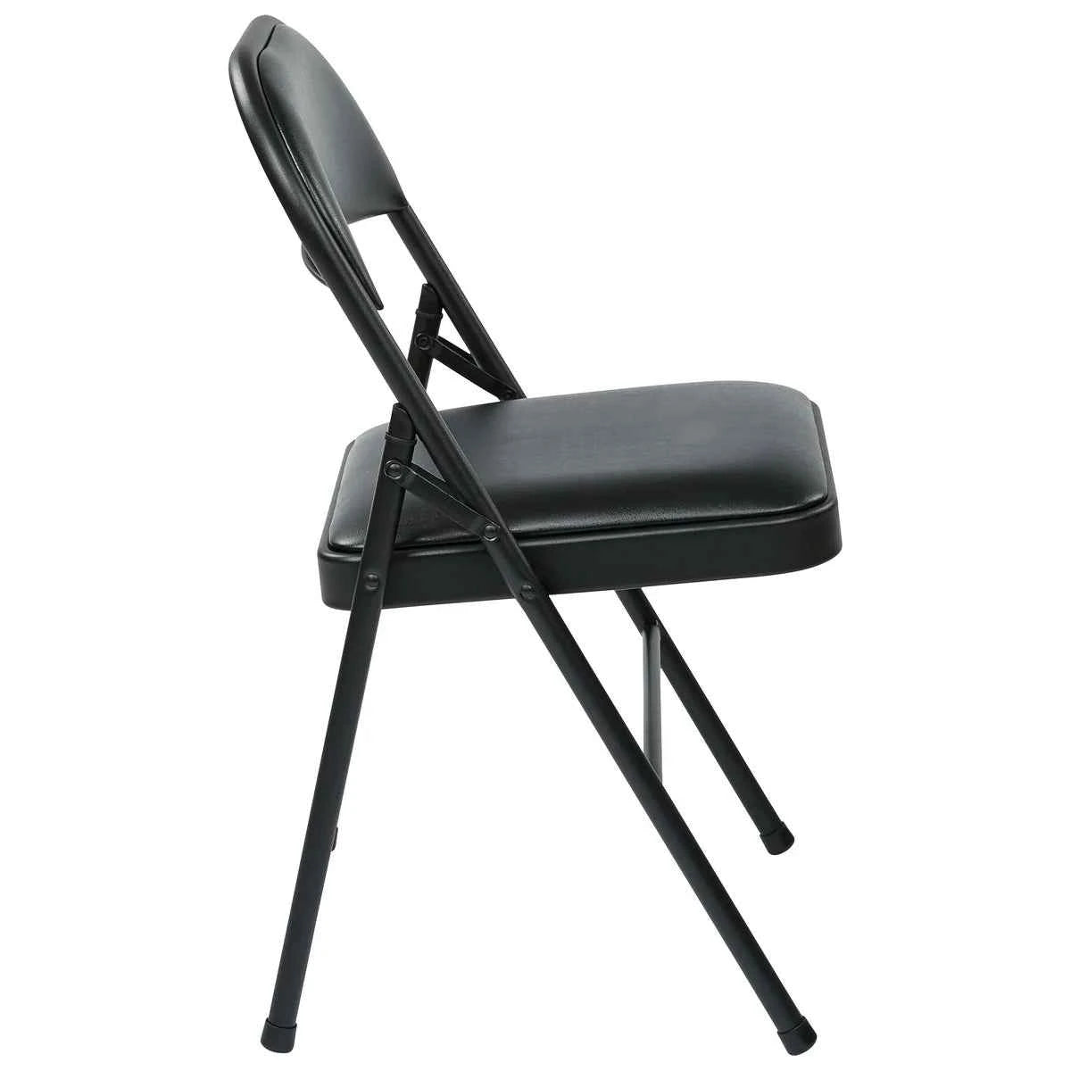 Office Star Black Vinyl Padded Folding Chair, 4-Pack – Durable & Comfortable Seating
