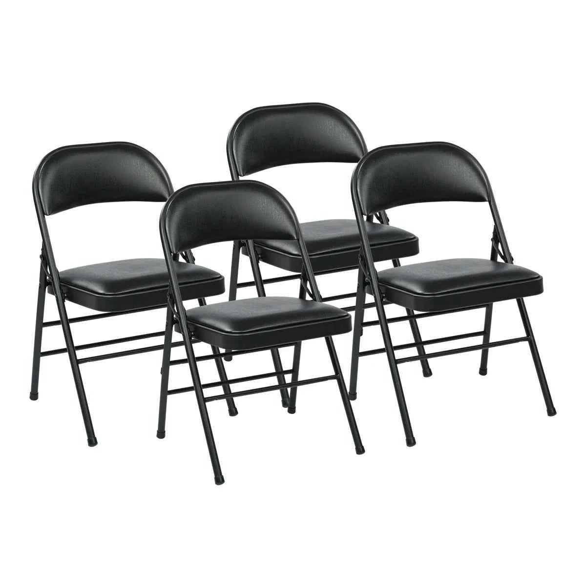 Office Star Black Vinyl Padded Folding Chair, 4-Pack – Durable & Comfortable Seating