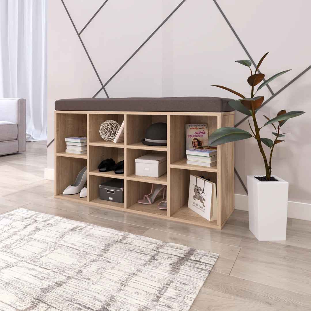 10-Pair Shoe Storage Bench – Stylish & Space-Saving Entryway Seating
